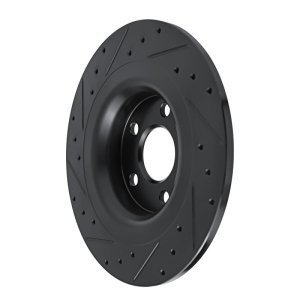 Volvo XC60 Brake Rotor (1) - Rear Right - R1 Concepts - Drilled & Slotted - Black - `18-`25